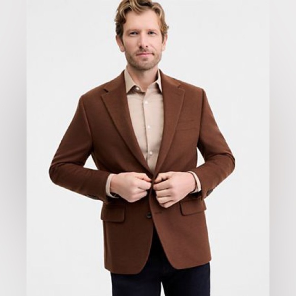 Ralph Lauren Wool Silk Cashmere Blend Blazer Jacket Coat Camel 42R